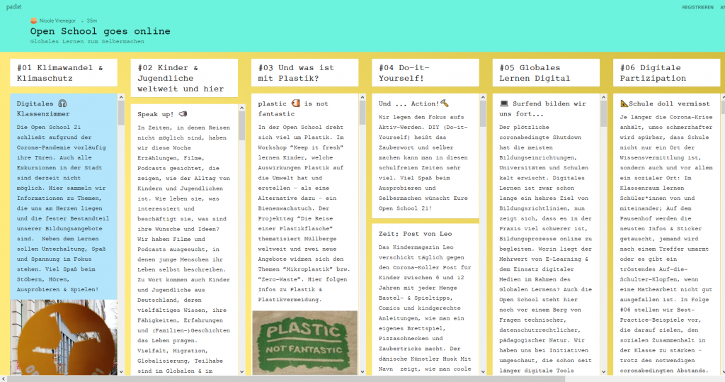 Open School online Padlet Open School online jetzt auch als Padlet